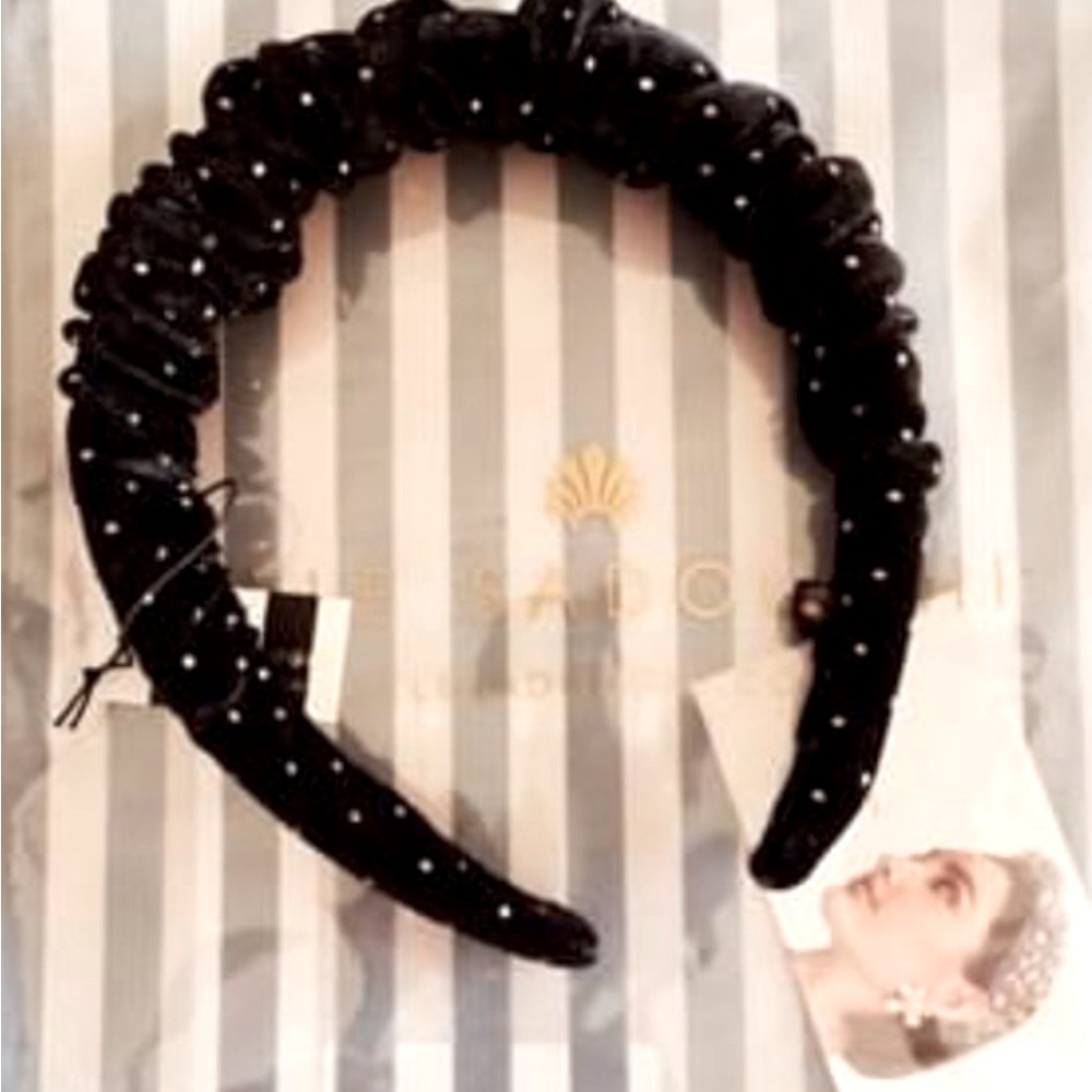 NWT LELE SADOUGHI Jet Dot Velvet Kelly headband